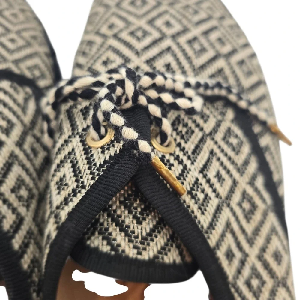 Kanna‎ Made in Spain Women's 11 Woven Espadrille Sneakers Black Tan Boho Luxe